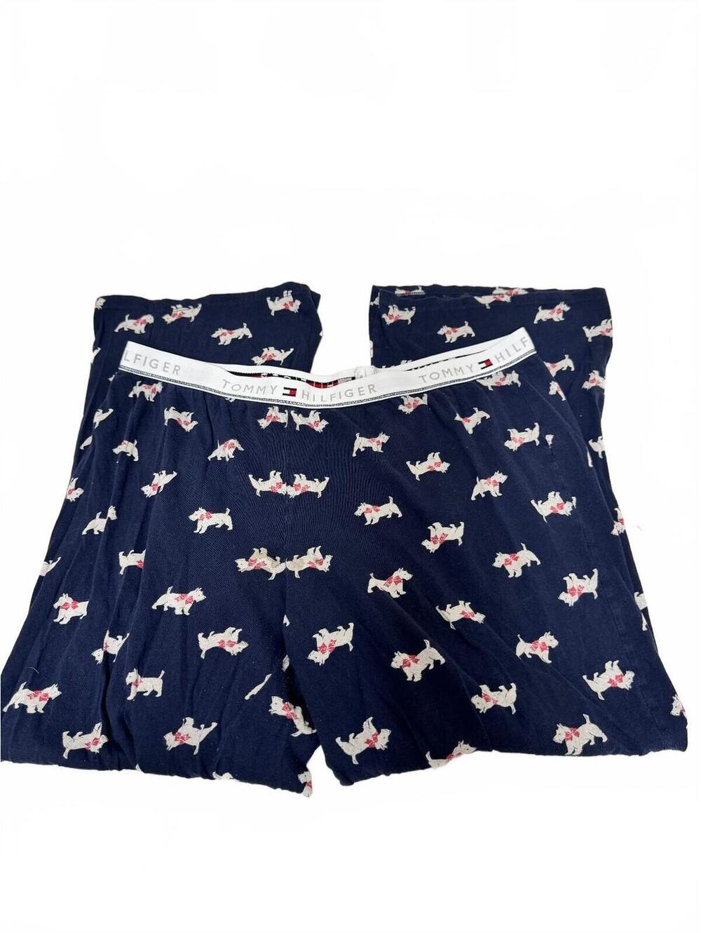 Tommy Hilfiger Pajama Pants Womens XL Navy Blue Scottish Terrier Print